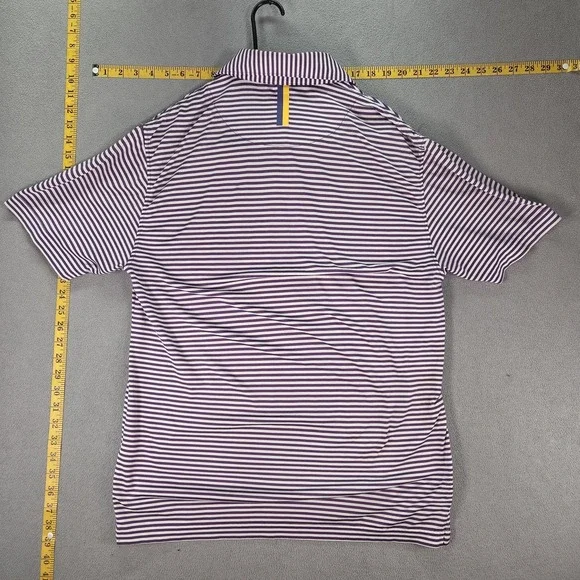 Rhoback Polo Shirt Mens Small Purple White Striped Performance Golf Stretch - Picture 2 of 8